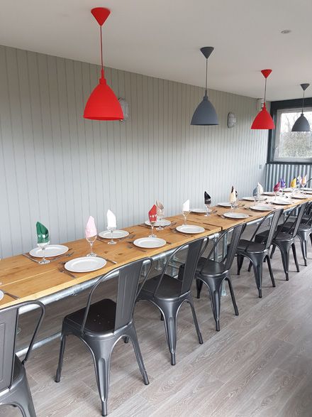 Dining area set up for a BBQ